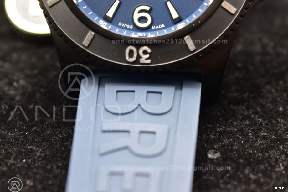 Rubber Automatic A2824 44 Black Black Blue TF Strap Best Superocean Dial 1:1 Edition Bezel On 0417